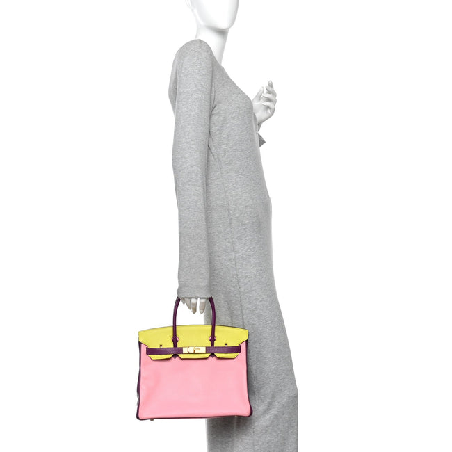 Chevre Mysore Horseshoe Birkin 30 Rose Confetti Anemone Lime Main Image