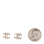 Metal Crystal CC Earrings Gold
