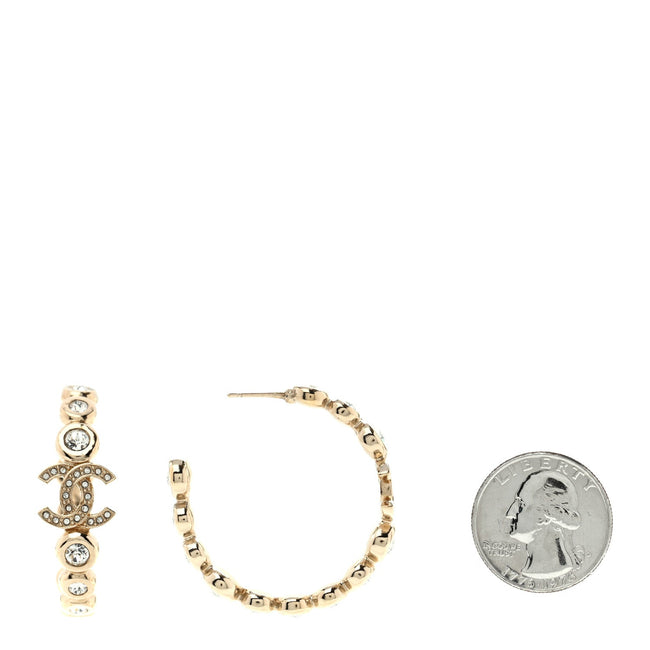 Crystal CC Hoop Earrings Gold Main Image