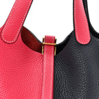 Taurillon Clemence Casaque Picotin Lock 18 PM Rose Extreme Bleu Nuit