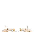 Enamel CC Disc Drop Earrings Gold Black