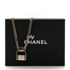 Metal Crystal Quilted Flap Bag Necklace Red Gold