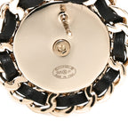 Metal Lambskin Denim CC Round Earrings  Blue Black