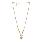 Crystal CC Heart Link Pendant Necklace Gold