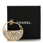 Metal Strass Crystal CC Hoop Earrings Light Gold