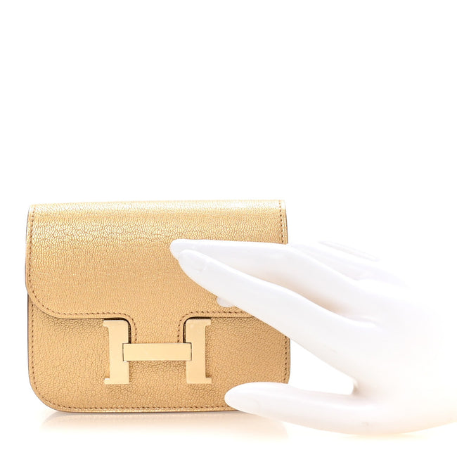 Metallic Chevre Chamkilight Constance Slim Wallet Dore Main Image