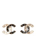 Enamel CC Logo Earrings Gold Black White