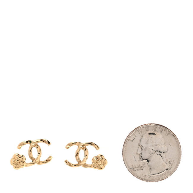 Metal Camellia CC Earrings Gold Main Image