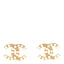 Metal Crystal Pearl CC Earrings Gold
