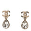 Crystal CC Tear Drop Earrings Gold