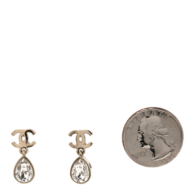 Crystal CC Tear Drop Earrings Gold Main Image