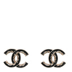 Enamel CC Baroque Earrings Black Gold