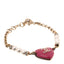 Resin Crystal Pearl Chain Heart CC Bracelet Pink White Gold