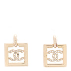 Metal Crystal Square CC Dangle Earrings Gold