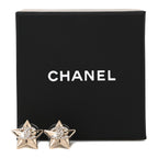 Metal Crystal CC Star Earrings Gold