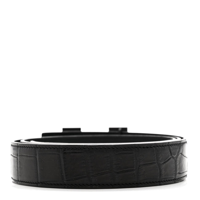 Matte Porosus Crocodile Monochrome 24mm Mini Constance H Belt 105 42 Black Main Image