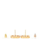 Metal Enamel CC Earrings Gold Biege