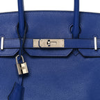 Taurillon Novillo Horseshoe Birkin 30 Bleu Brighton