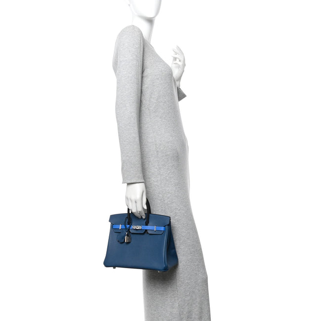 Epsom Tri-Color Birkin 25 Deep Bleu Bleu Hydra Black Main Image