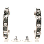 Baguette Crystal CC Hoop Earrings Silver