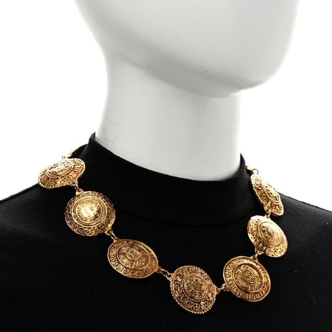 Metal CC Medallion Necklace Gold Main Image