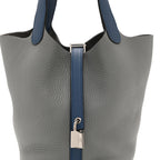 Taurillon Clemence Picotin Lock 18 PM Gris Mouette Bleu Agate