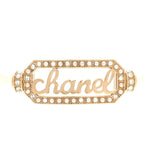 Pearl Crystal Logo Choker Gold Pearly White