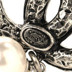 Pearl Crystal CC Drop Earrings Silver Pearly White