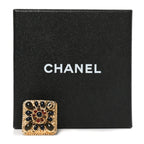 Enamel Gripoix CC Ring 52 6 Gold Burgundy