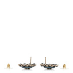 Metal Lambskin Denim CC Round Earrings  Blue Black