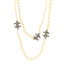 Graduated Pearl Crystal CC Long Necklace Gold Black