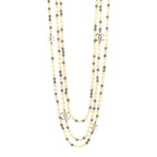 Pearl CC Multi Strand Long Necklace Silver Pearly White Grey