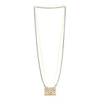 Metal Lambskin Pearl Chain Flap Bag Long Necklace Gold Black Pearly White