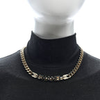 Enamel Metal Logo Choker Necklace Gold Black White