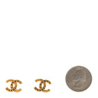 Metal CC Paris Button Stud Earrings Gold