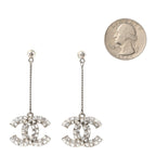 Baguette Crystal CC Drop Earrings Silver