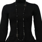 Pearl Crystal CC Camellia Necklace Ruthenium Black