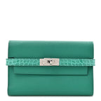 Epsom Shiny Alligator Kelly Medium Wallet Vert Jade