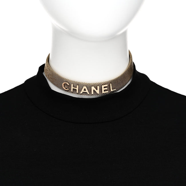 Mesh Logo Choker Necklace Gold Main Image