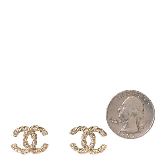Crystal Twisted CC Earrings Gold Main Image