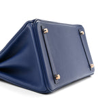 Taurillon Novillo Matte Alligator Birkin Touch 30 Bleu Saphir Bleu Marine