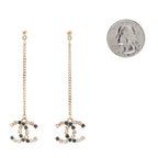 Crystal CC Drop Earrings Pink Grey Gold