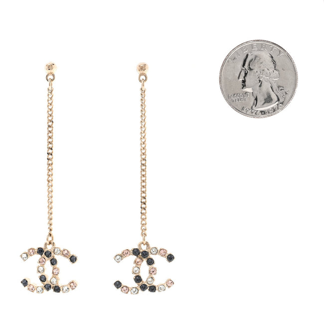 Crystal CC Drop Earrings Pink Grey Gold Main Image