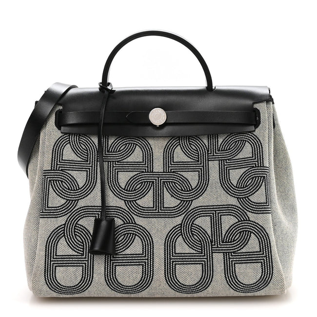 Vache Hunter Toile Chaine D'Ancre Herbag Zip Retourne 31   PM Ecru Black Hover Image