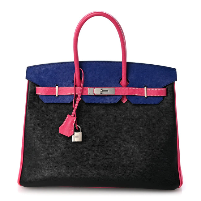 Epsom Horseshoe Birkin 35 Black Bleu Electrique Rose Tyrien Hover Image