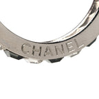Baguette Crystal CC Hoop Earrings Silver