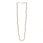 Pearl Grosgrain CC Long Necklace Gold