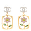 Crystal CC Flower Earrings Purple Green Gold Silver