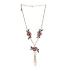 Resin Pearl Metal CC Camellia Necklace Pink Gold