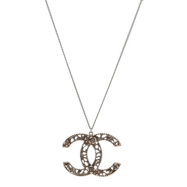 Ruthenium Twisted Camellia CC Pendant Necklace Hover Image